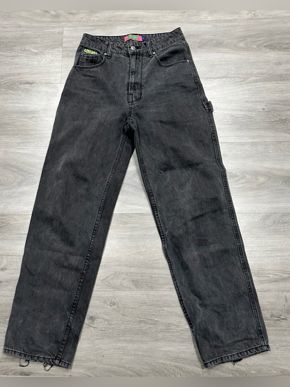 Empyre Tori Black Carpenter Skate Jeans Womens Size 2 Baggy Straight Leg Denim